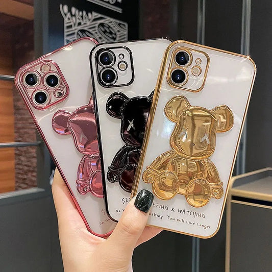 3D Electroplate Bear Phone Case For Apple iPhone